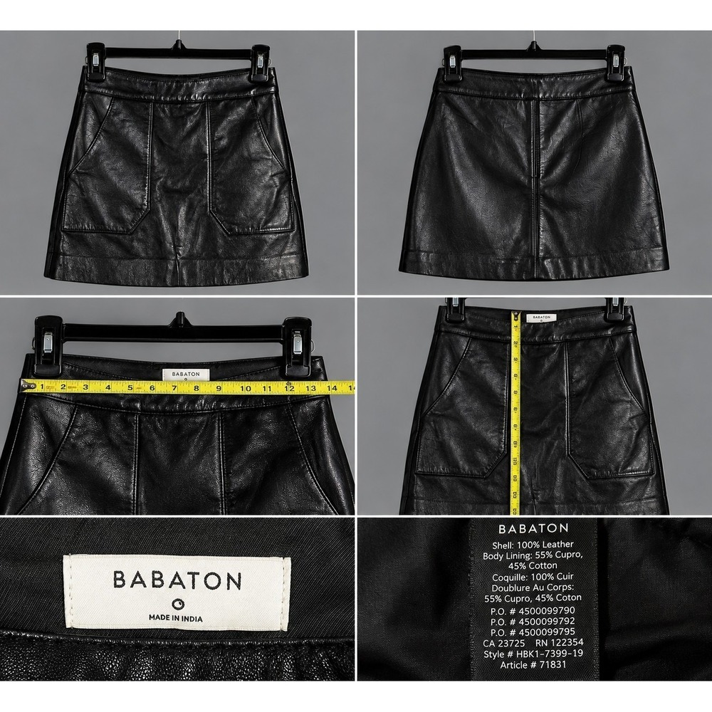 100% GENUINE LEATHER Aritzia Babaton Skirt Black Size 0. Vid 33